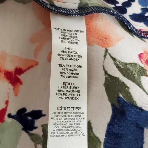 CHICO'S LIGHTWEIGHT JACKET BLUE FLORAL INTERIOR WOMEN SIZE 2 LARGE ONE BUTTON - Picture 9 of 15